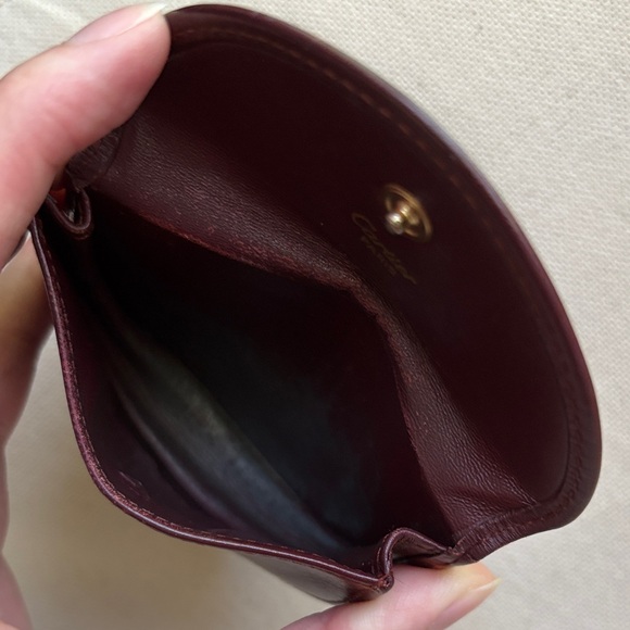 Cartier Burgundy Leather Coin Purse Snap Pouch with COA - Picture 6 of 13